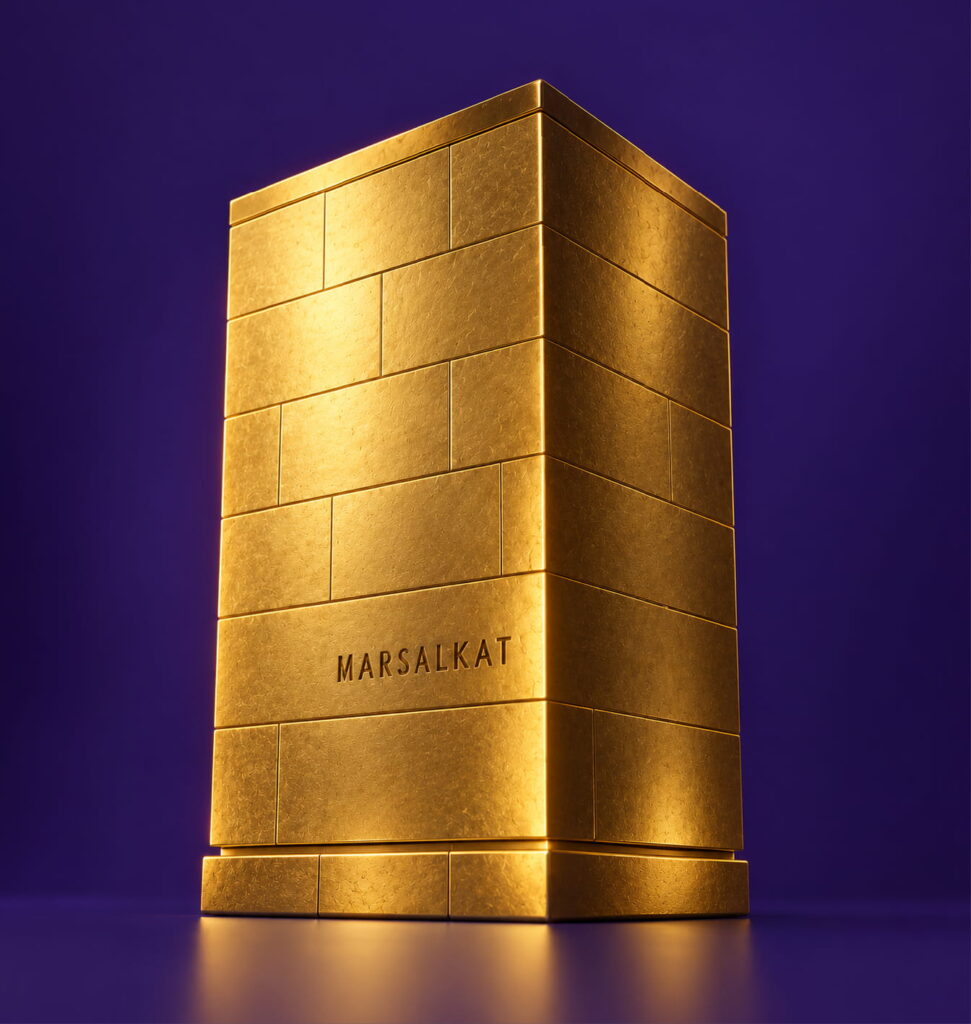 Kultainen Marsalkat-jalusta violettia taustaa vasten